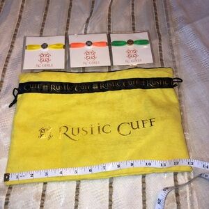 Rustic Cuff Yellow Drawstring Pouch with RC Girls Elastic Bracelet or Hair Ties
